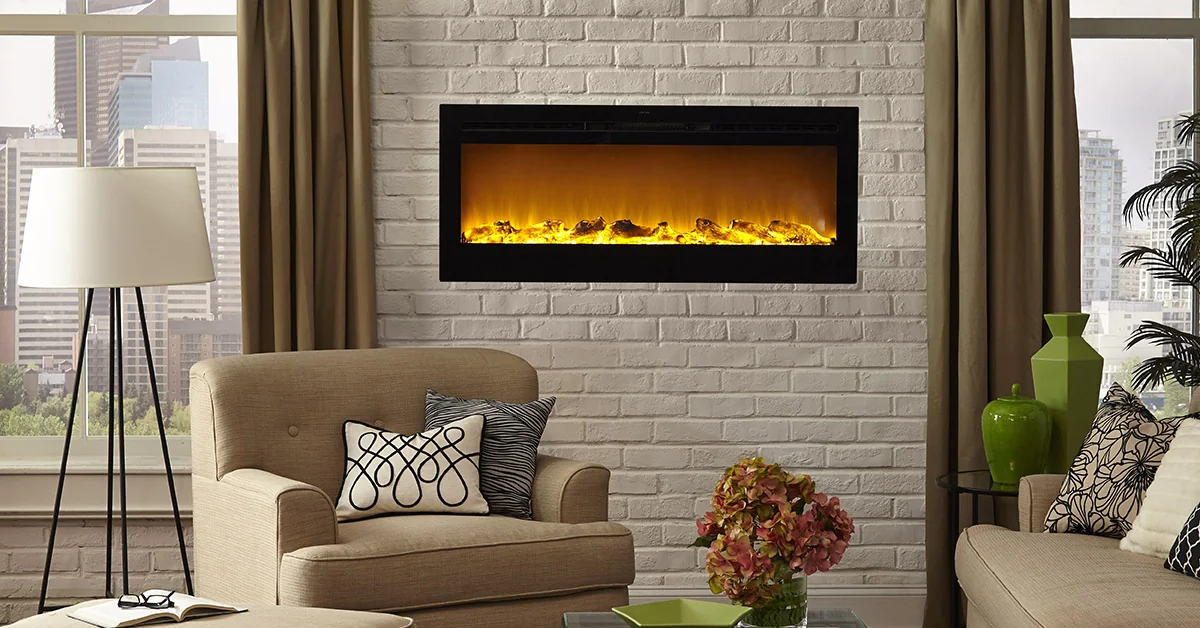 BOSSIN linear wall mounted fireplace flame display